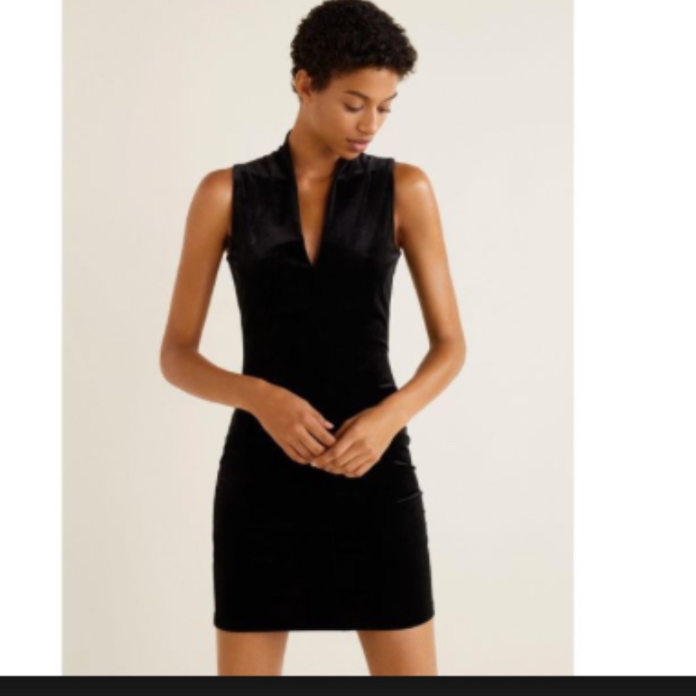 Mango Black Velvet Dress